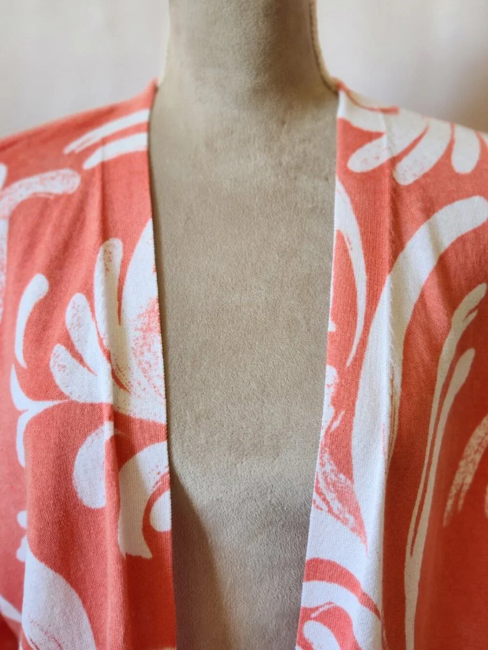 Chico's Women's Size 2/12-14 (L) Orange Summer Romance Open Front Cardigan